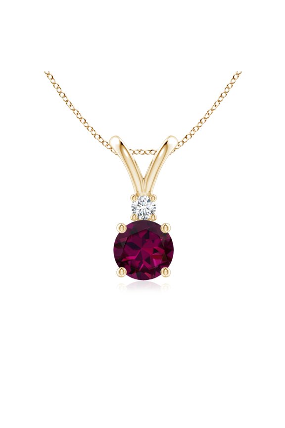Rhodolite Color Solitaire Pendant with Zircon - Yellow Gold Plated