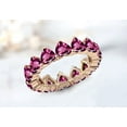 thumbnail image 1 of Rhodolite Garnet Engagement Band Ring For Women Heart Shaped Wedding Gift Silver Eternity, 1 of 4
