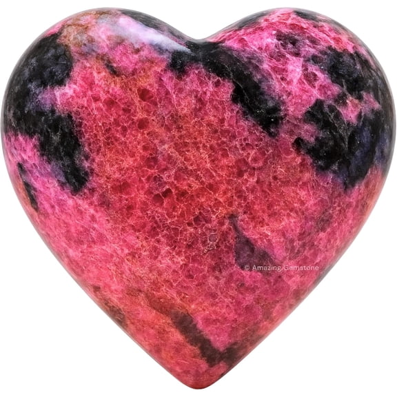 Rhodonite Crystal Heart - Pocket Massage Worry Stone