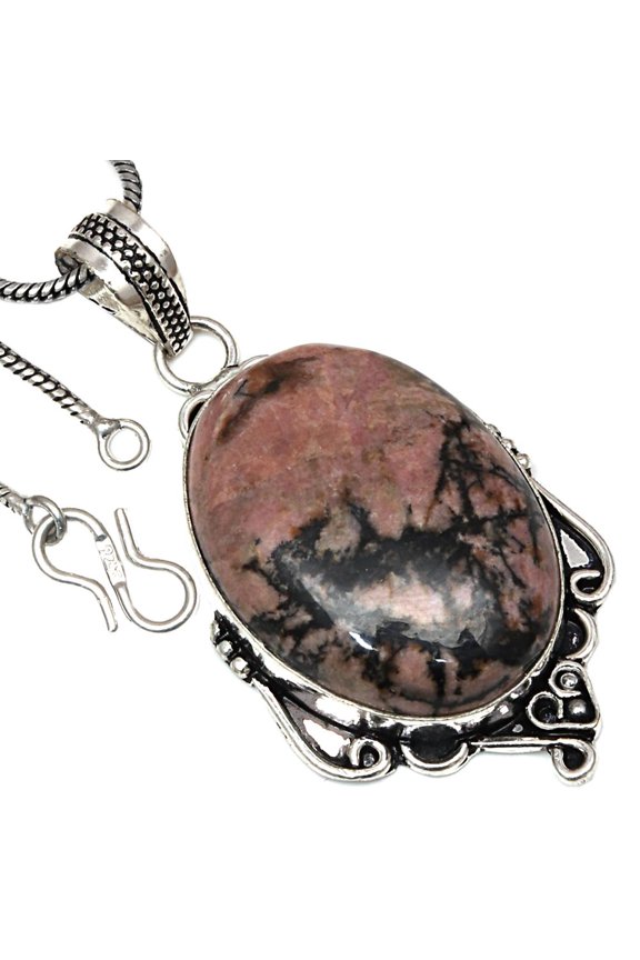Rhodonite Gemstone Handmade Mother's Day Jewelry Pendants 2.25"