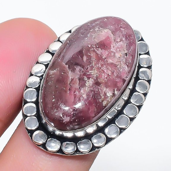 Rhodonite Oval Shape Gemstone Adjustable Ring Handmade Beautiful Jewelry FR 2363
