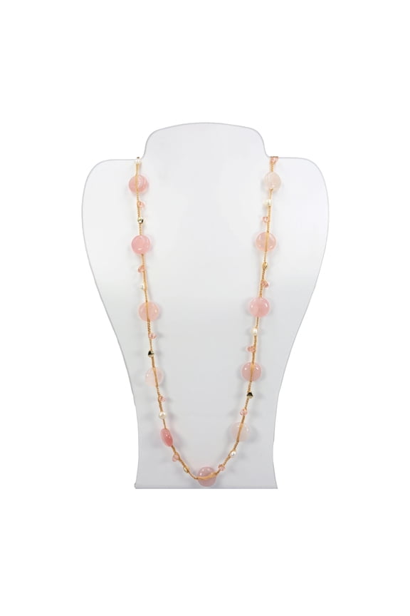 Woven Pink Rhodonite and Cultured Pearls Necklace, 1 Count
