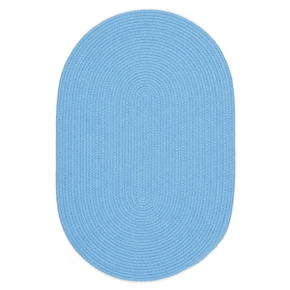 Rhody Rug 3 x 5 in. Happy Braids Solid Aqua Blue Oval Rug