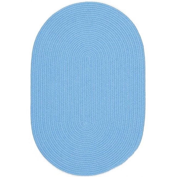 Rhody Rug HB07B014X010 14 x 10 in. Happy Braids Solid Aqua Blue Basket