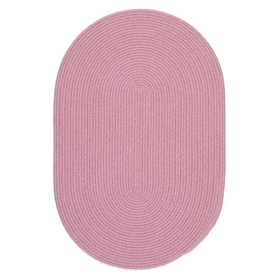 Rhody Rug HB08R024X048 2 x 4 in. Happy Braids Solid Pink Oval Rug