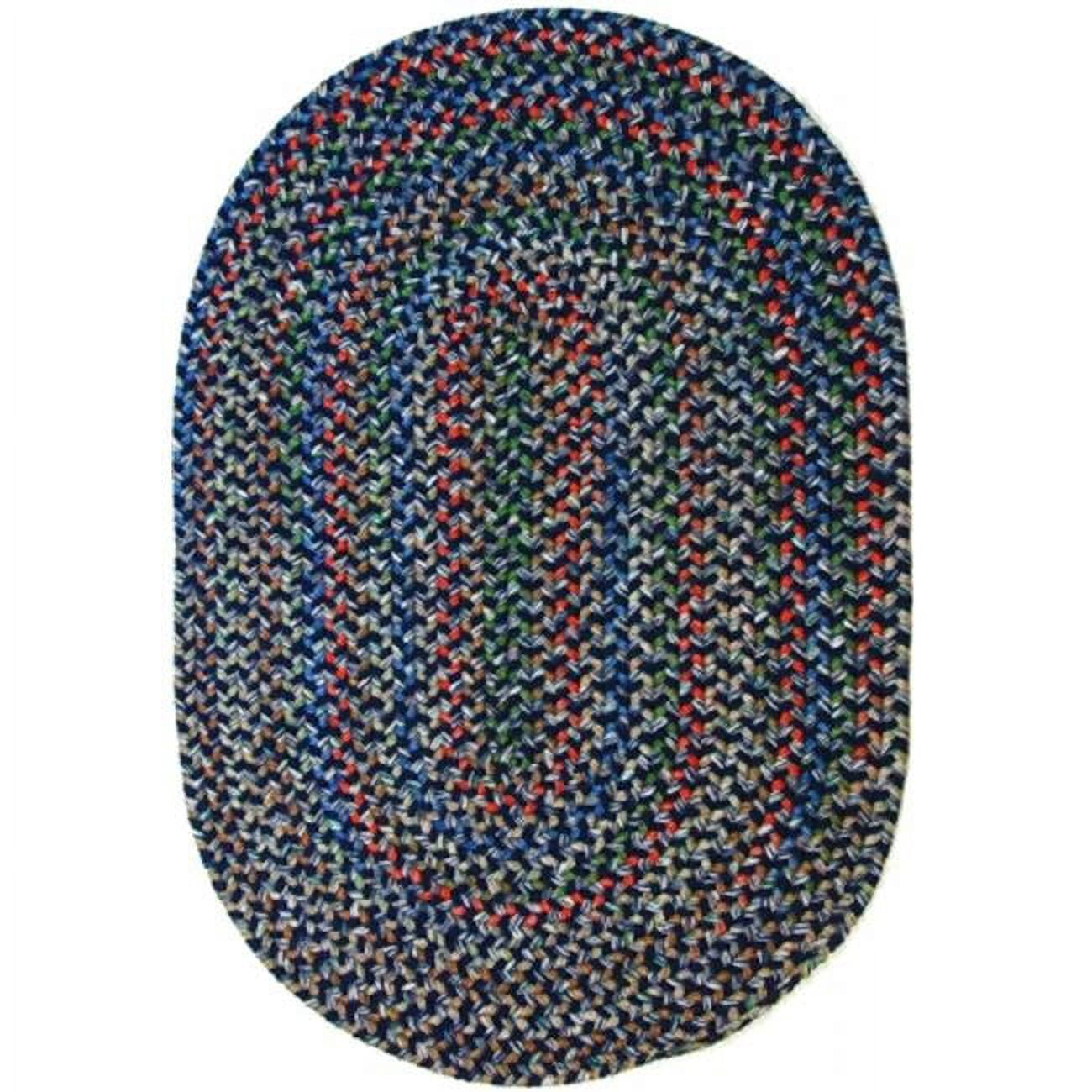 Navy Oval Braided Synthetic Indoor/Outdoor Rug, 2' x 3'
