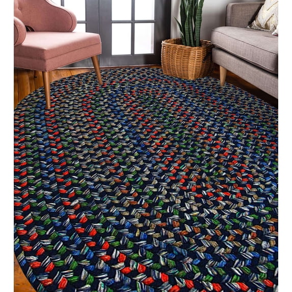 Rhody Rug Katie KA13 Navy 2 x 4 Oval Runner - Braided Area Rug, Home Decor, Floor Mat or Bedroom Rug - Easy Care, Ideal for High Traffic Areas in Hallway and Living Room - Made in USA