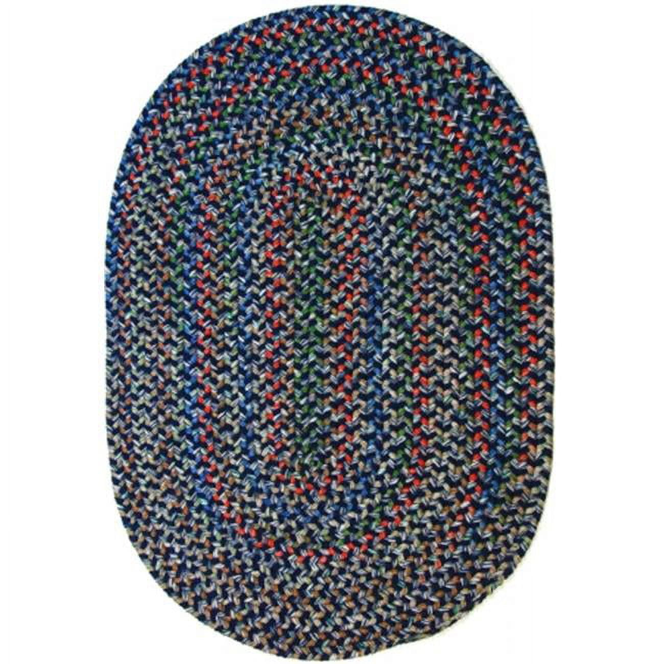 Navy Oval Braided Wool and Synthetic 4' x 6' Rug