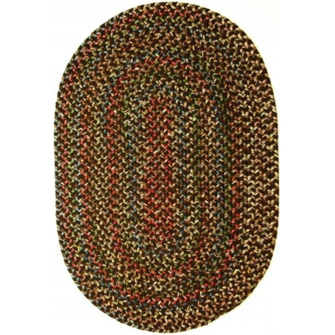 Brown Oval Braided Wool and Synthetic 2' x 3' Rug