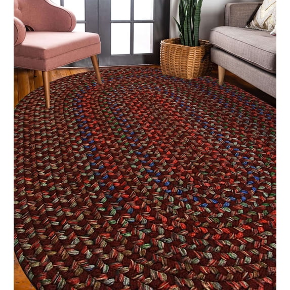 Rhody Rug Katie KA43 Burgundy 2 x 4 Oval Runner - Braided Area Rug, Home Decor, Floor Mat or Bedroom Rug - Easy Care, Ideal for High Traffic Areas in Hallway and Living Room - Made in USA