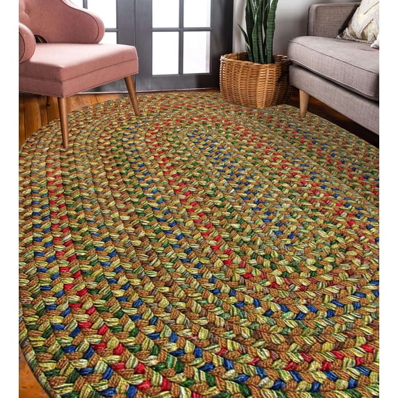 Rhody Rug Katie KA53 Camel 2 x 3 Oval - Braided Area Rug, Home Decor, Floor Mat or Bedroom Rug - Easy Care, Ideal for High Traffic Areas in Hallway and Living Room - Made in USA