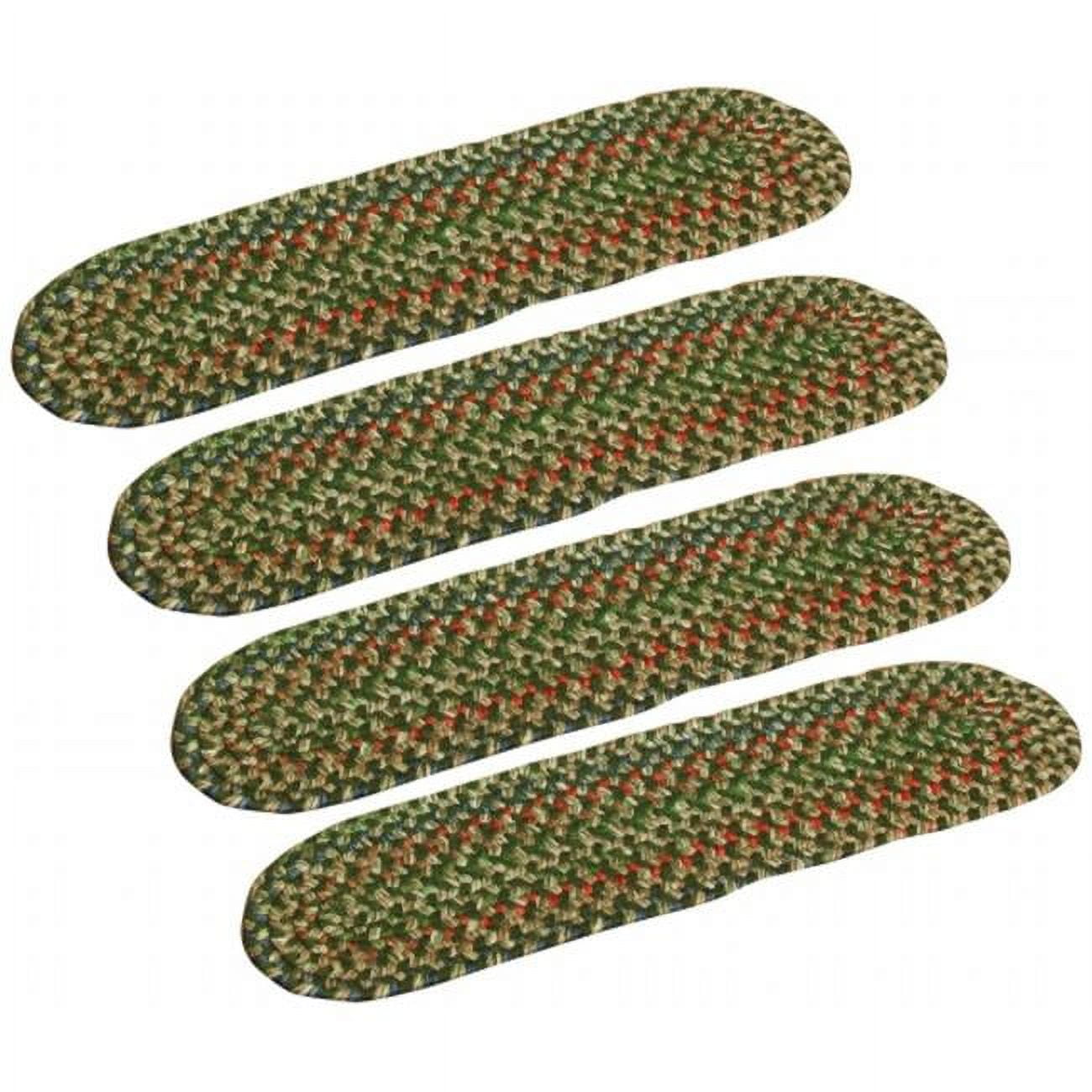 Sage Green Braided Polypropylene and Nylon Stair Treads - Set of 4