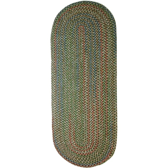 Rhody Rug Katie KA63 Sage 2 x 8 Oval Runner - Braided Area Rug, Home Decor, Floor Mat or Bedroom Rug - Easy Care, Ideal for High Traffic Areas in Hallway and Living Room - Made in USA