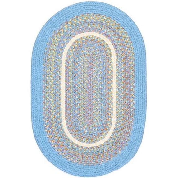 Rhody Rug KI07R048X072 4 x 6 in. Kids Isle Aqua Blue Banded Oval Rug