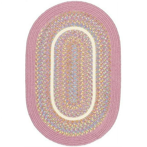 Rhody Rug KI08R024X048 2 x 4 in. Kids Isle Pink Banded Oval Rug