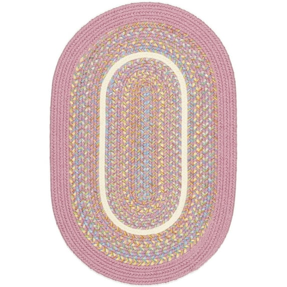 Rhody Rug Kid's Place Indoor/Outdoor Braided Area Rug Pink 10' x 13' Oval Reversible,Stain Resistant,Antimicrobial 10' x 14' Indoor,Outdoor Oval