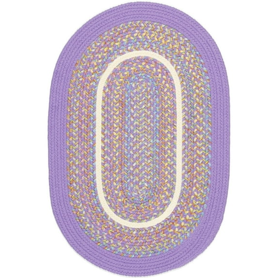 Rhody Rug Kid's Place Indoor/Outdoor Braided Area Rug Violet 3' x 5' Oval Reversible 3' x 5' Outdoor,Indoor Oval Casual