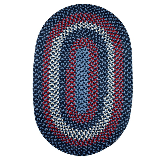Rhody Rug Manhattan MA14 Evening Sky 7 x 9 Oval - Braided Area Rug, Home Decor, Floor Mat or Bedroom Rug - Easy Care, Ideal for High Traffic Areas in Hallway and Living Room - Made in USA