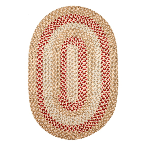 Rhody Rug Manhattan MA54 Natural 2 x 6 Oval Runner - Braided Area Rug, Home Decor, Floor Mat or Bedroom Rug - Easy Care, Ideal for High Traffic Areas in Hallway and Living Room - Made in USA