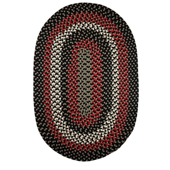 Rhody Rug Manhattan MA84 Black Satin 2 x 6 Oval Runner - Braided Area Rug, Home Decor, Floor Mat or Bedroom Rug - Easy Care, Ideal for High Traffic Areas in Hallway and Living Room - Made in USA