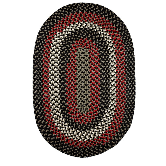 Rhody Rug Manhattan MA84 Black Satin 7 x 9 Oval - Braided Area Rug, Home Decor, Floor Mat or Bedroom Rug - Easy Care, Ideal for High Traffic Areas in Hallway and Living Room - Made in USA