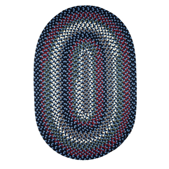 Rhody Rug Mayflower MF13 Old Glory 2 x 3 Oval - Braided Area Rug, Home Decor, Floor Mat or Bedroom Rug - Easy Care, Ideal for High Traffic Areas in Hallway and Living Room - Made in USA
