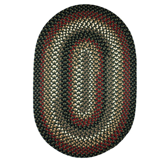 Rhody Rug Mayflower MF23 Verdant/Spruce 2 x 6 Oval Runner - Braided Area Rug, Home Decor, Floor Mat or Bedroom Rug - Easy Care, Ideal for High Traffic Areas in Hallway & Living Room - Made in USA