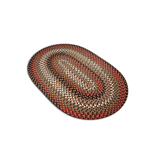 Rhody Rug Mayflower MF33 Brown Fudge 2 x 4 Oval Runner - Braided Area Rug, Home Decor, Floor Mat or Bedroom Rug - Easy Care, Ideal for High Traffic Areas in Hallway and Living Room - Made in USA
