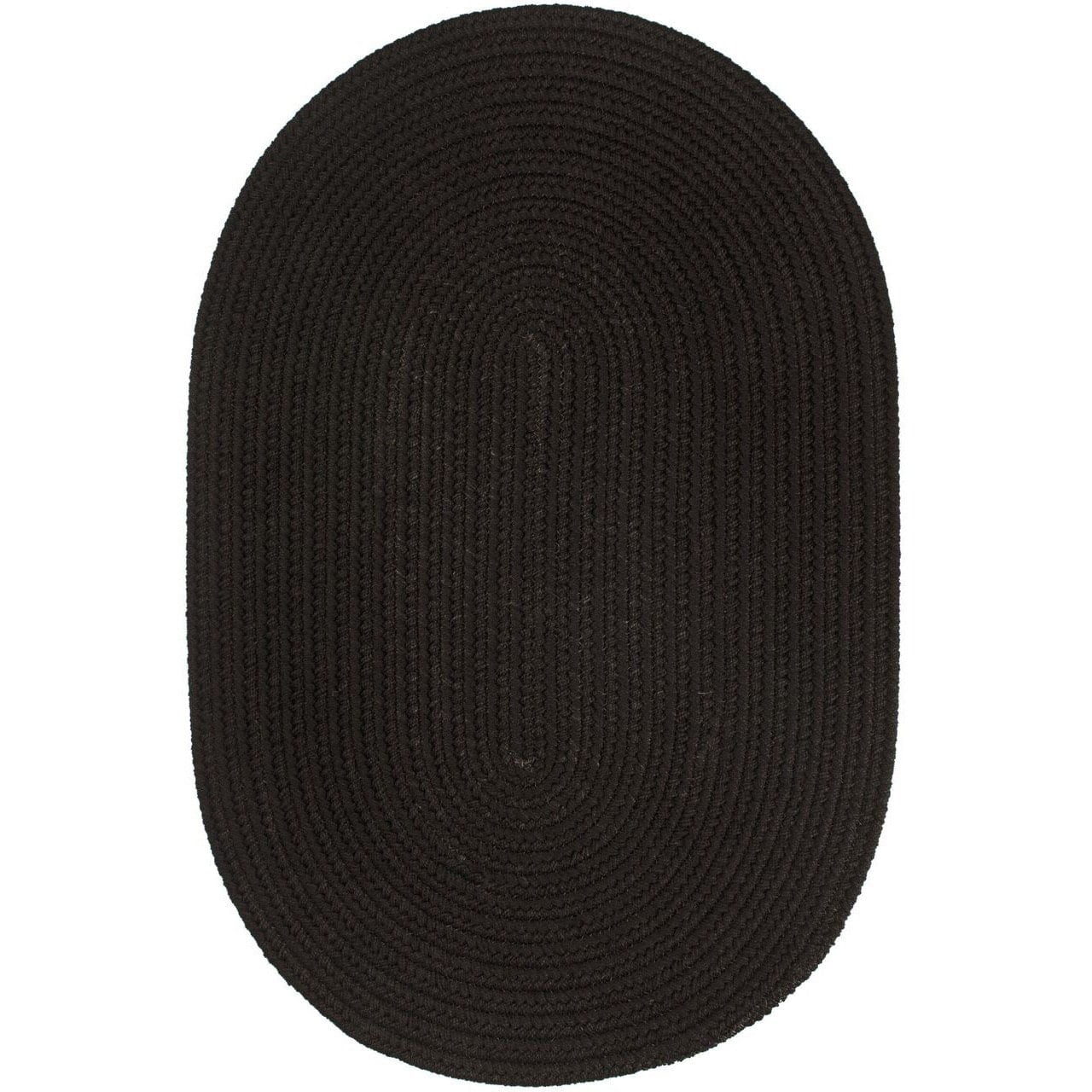 Rhody Rug Madeira Indoor/ Outdoor Braided Rounded Area Rug Black 7' x 9 ...