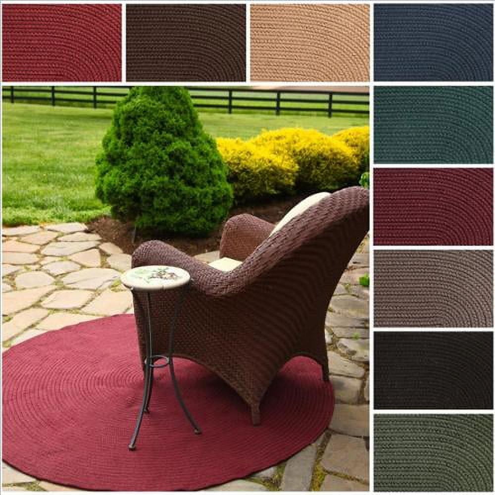 Rhody Rug Madeira Indoor/ Outdoor Braided Rounded Area Rug Dark Taupe