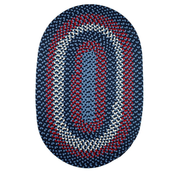 Rhody Rug Manhattan MA14 Evening Sky 4 x 4 Round - Braided Area Rug, Home Decor, Floor Mat or Bedroom Rug - Easy Care, Ideal for High Traffic Areas in Hallway and Living Room - Made in USA
