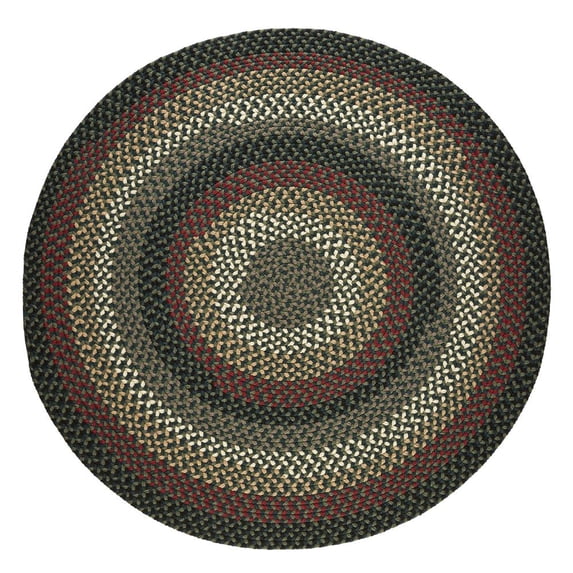 Rhody Rug Mayflower MF23 Verdant/Spruce 4 x 4 Round - Braided Area Rug, Home Decor, Floor Mat or Bedroom Rug - Easy Care, Ideal for High Traffic Areas in Hallway and Living Room - Made in USA