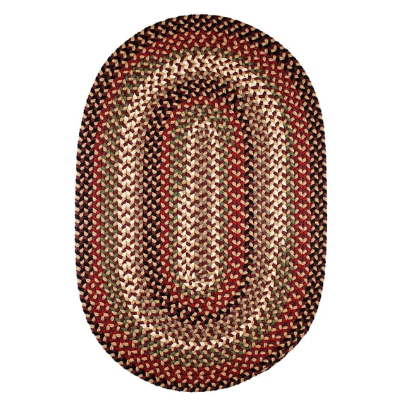 Rhody Rug Mayflower MF43 Sangria 8 x 8 Round - Braided Area Rug, Home Decor, Floor Mat or Bedroom Rug - Easy Care, Ideal for High Traffic Areas in Hallway and Living Room - Made in USA