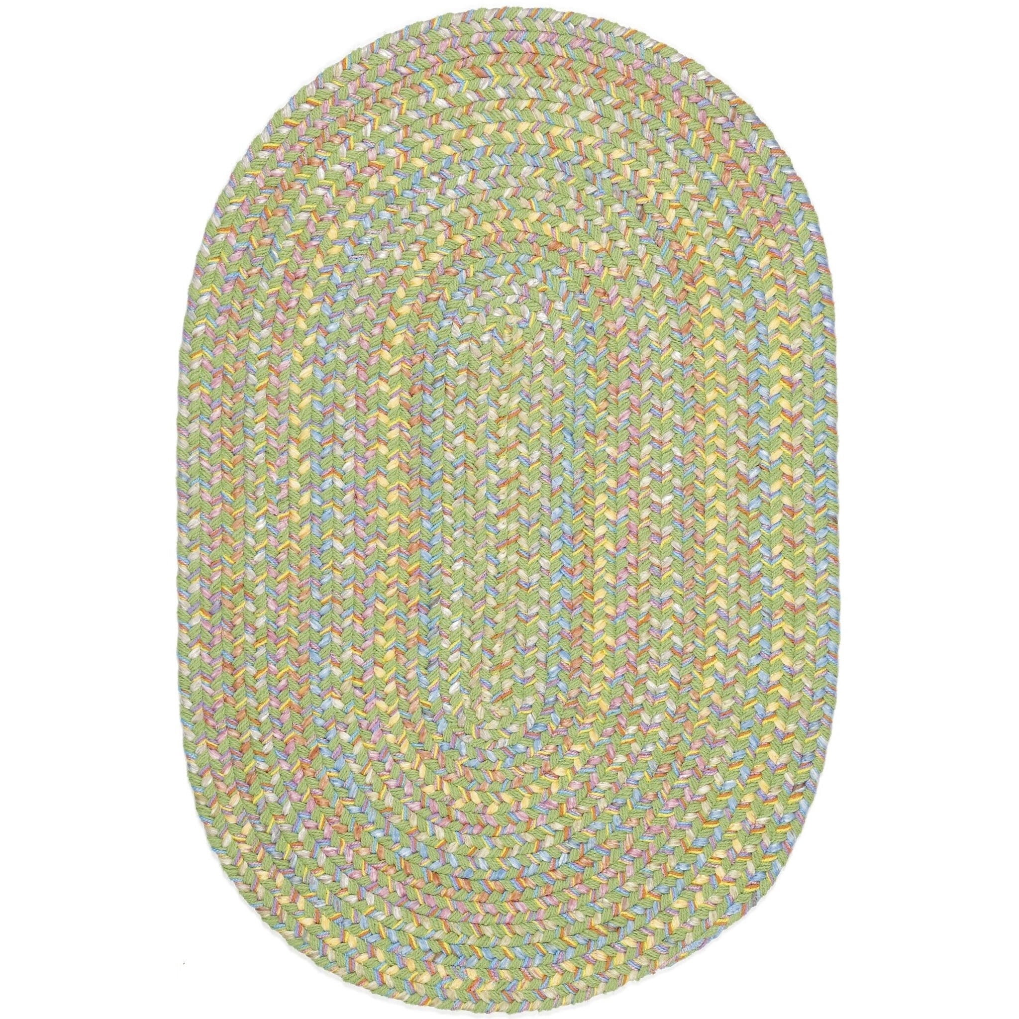 Rhody Rug Playful Indoor/Outdoor Braided Area Rug Lime 5' x 8' Oval ...