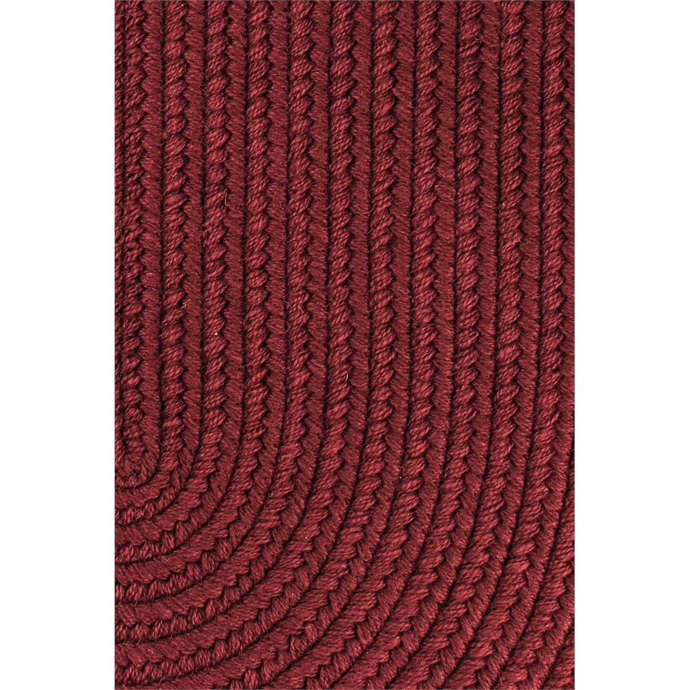 Solid Red Wine Braided Wool Rectangular Rug 18" x 36"