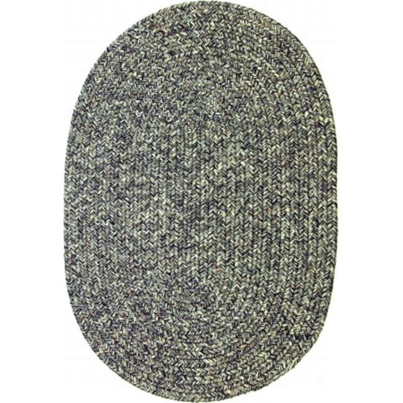 Graphite Oval Braided Wool and Synthetic 5' x 8' Rug