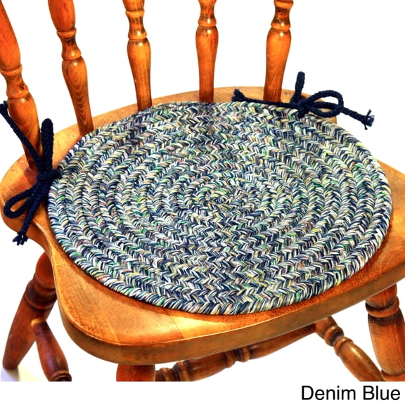 Rhody Rug SA98A015X015-4 Sandi Tweed Braided Chair Pads, Denim - Set Of 4