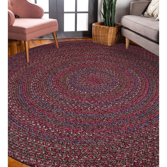 Rhody Rug Sophia SO45 Burgundy Red 6 x 6 Round - Braided Area Rug, Home Decor, Floor Mat or Bedroom Rug - Easy Care, Ideal for High Traffic Areas in Hallway and Living Room - Made in USA