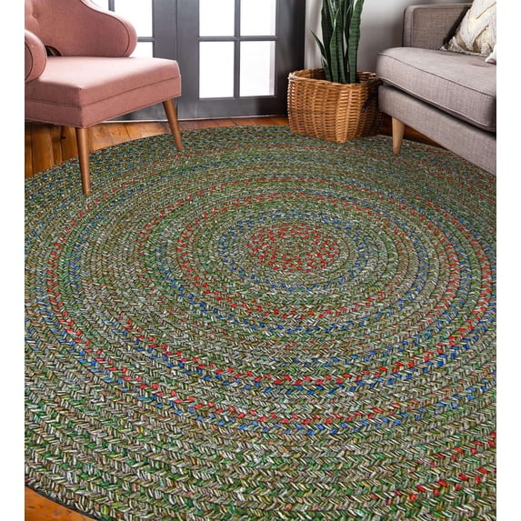 Rhody Rug Sophia SO65 Moss Green 6 x 6 Round - Braided Area Rug, Home Decor, Floor Mat or Bedroom Rug - Easy Care, Ideal for High Traffic Areas in Hallway and Living Room - Made in USA