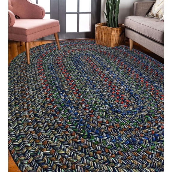 Rhody Rug Sophia SO95 Denim Blue 2 x 4 Oval Runner - Braided Area Rug, Home Decor, Floor Mat or Bedroom Rug - Easy Care, Ideal for High Traffic Areas in Hallway and Living Room - Made in USA