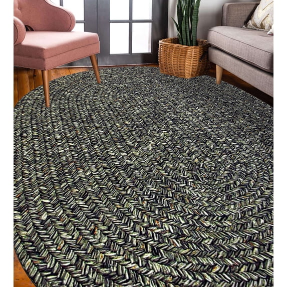 Rhody Rug Sophia SO85 Graphite Gray 10 x 13 Oval - Braided Area Rug, Home Decor, Floor Mat or Bedroom Rug - Easy Care, Ideal for High Traffic Areas in Hallway and Living Room - Made in USA