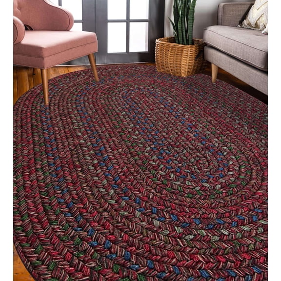 Rhody Rug Sophia SO45 Burgundy Red 8 x 11 Oval - Braided Area Rug, Home Decor, Floor Mat or Bedroom Rug - Easy Care, Ideal for High Traffic Areas in Hallway and Living Room - Made in USA