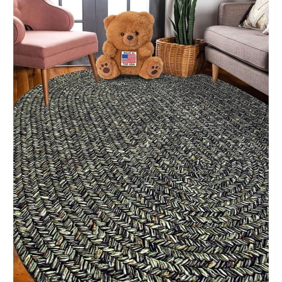 Rhody Rug Sophia SO85 Graphite Gray 8 x 11 Oval - Braided Area Rug, Home Decor, Floor Mat or Bedroom Rug - Easy Care, Ideal for High Traffic Areas in Hallway and Living Room - Made in USA