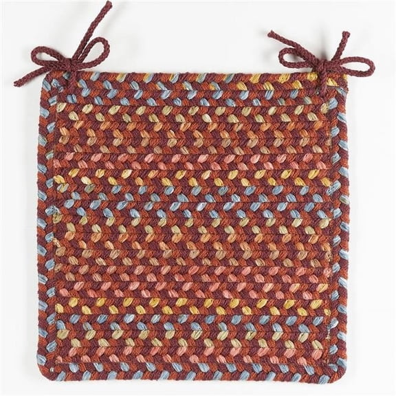 Rhody Rug WO41A015X015B-4 Woodstock Chair Pads, Maroon & Multi Color - Set of 4