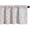 Rhombic Pattern Printed Kitchen Valance, Retro Bohemian Style Rod