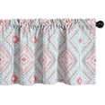 thumbnail image 1 of Rhombic Pattern Printed Kitchen Valance, Retro Bohemian Style Rod Pocket Linen Textured Short Window Drapes for Bedroom Bathroom, 18 x 52 Inches, 1 Panel, 1 of 6