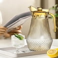 thumbnail image 1 of Rhombic-Striped Clear Glass Water Pitcher, Plastic Cold Water Pot for Juices and Tea, Flower Design Teapot, 1 of 6