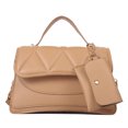 thumbnail image 1 of Rhombic handbag women's classic shoulder bag handbag PU shoulder bag - khaki, 1 of 6