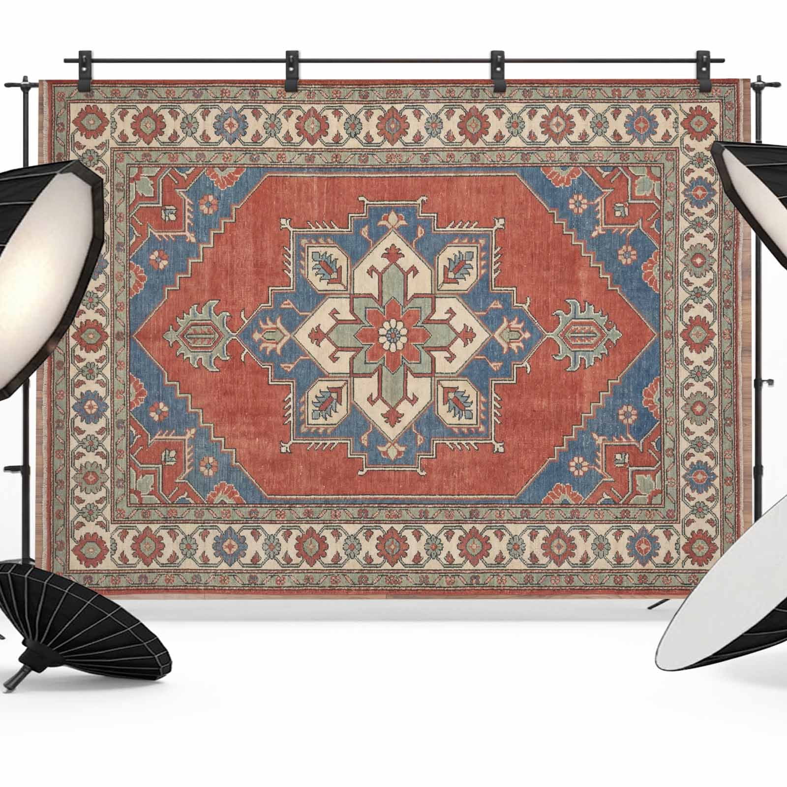 Rhombus Geometric Photography Backdrop 7x5FT, Ethnic Art Boho Orange ...