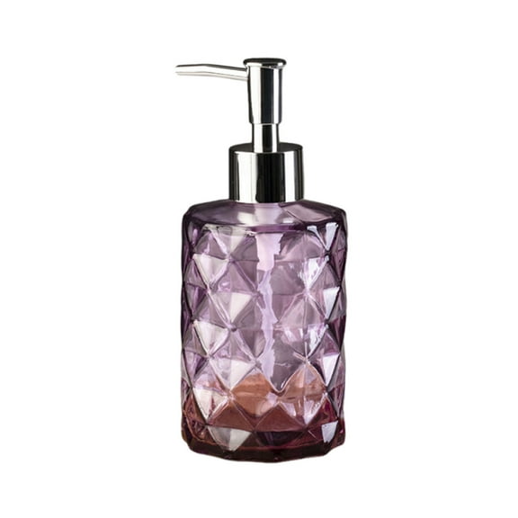 Rhombus Glass Liquid Soap Bottle - Durable, Effortless Pump Dispensing, Unique Textured Design, Perfect for Hand Soap and Shampoo